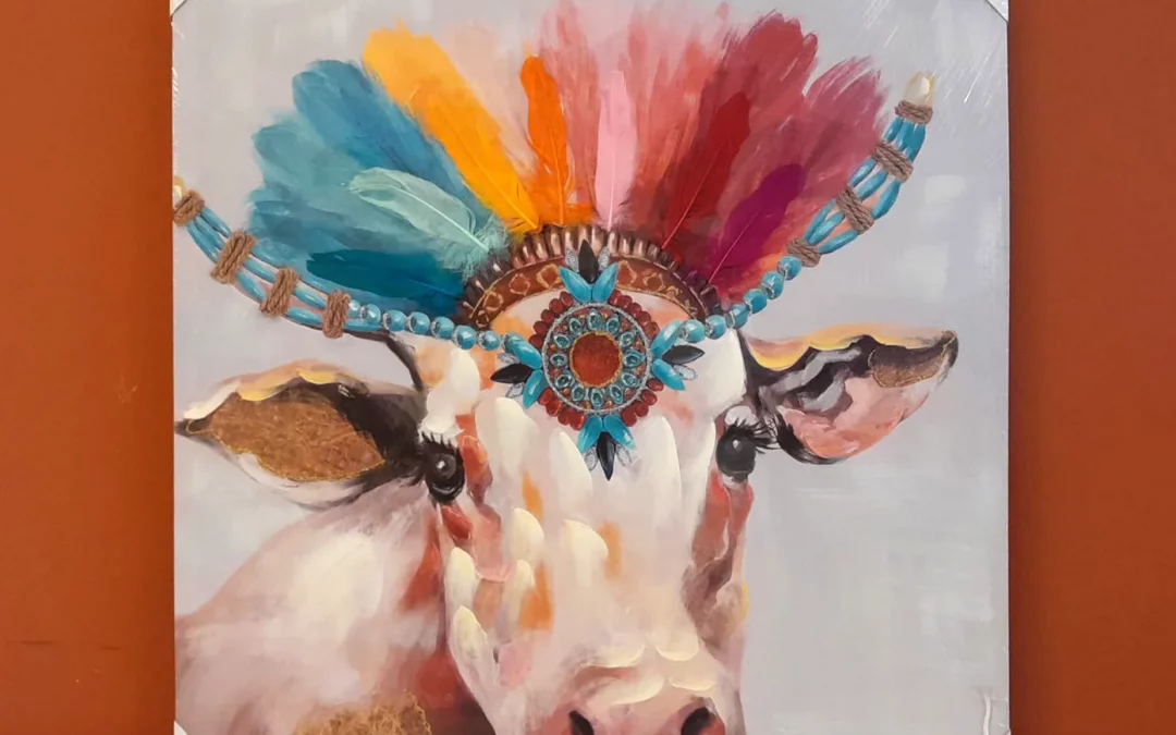 pintura decorativa: vaca plumada